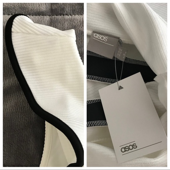 LAST CHANCE! ASOS Mono Tipped Ruffle Mini Dress Size 4 - Picture 8 of 8